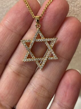 AAA CZ Star of David Pendant 18k Yellow Gold Filled